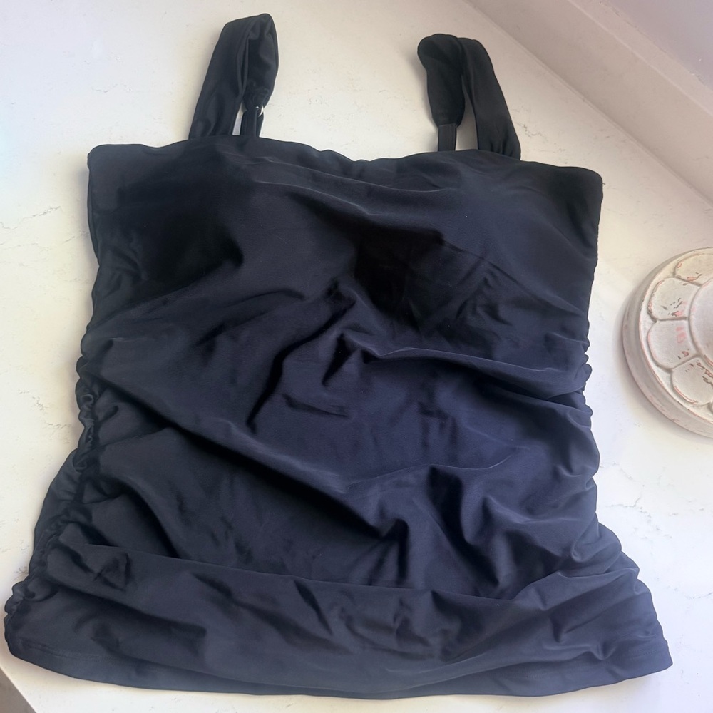 Black Ruched Tankini Swim Top